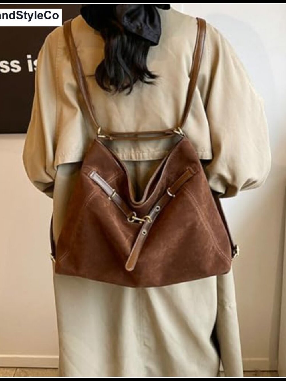 Faux Suede Hobo Bag Crossbody Shoulder Purse Large Satchel Tote Women - Picture 2 of 6